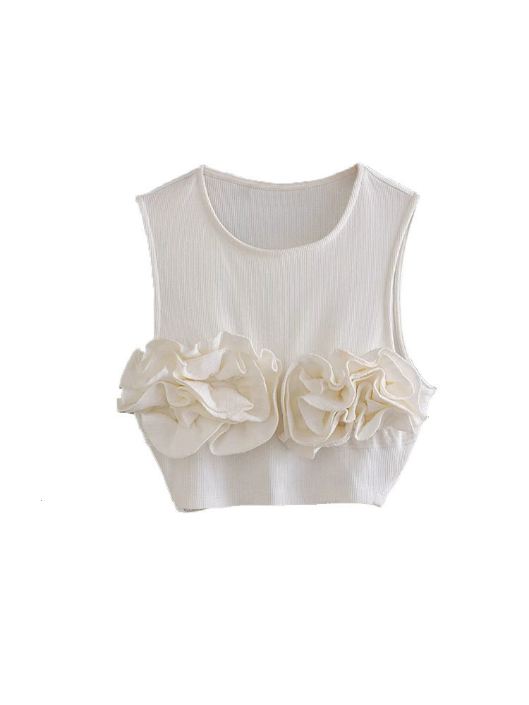 Women's Tanks Camis Nlzgmsj TRAF Summer Women's Tank Top Sleeveless Top Ruffled Decoration Short Top Y2K Tank Top 230710