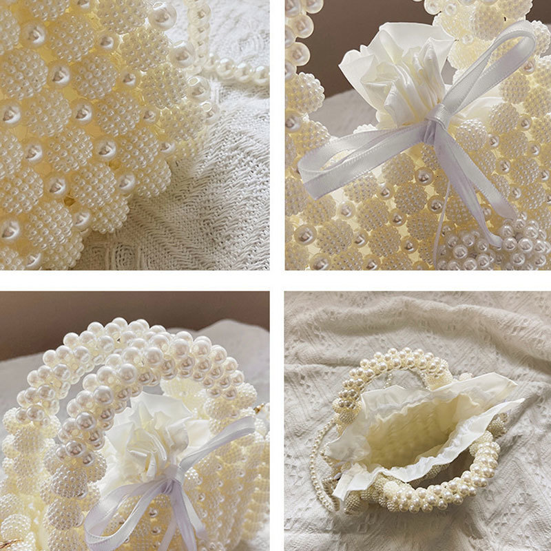 Evening Bags YoReAi Women Pearl Handmade Bag Beaded Clutch Wallet Magic Handbags Ladies Wedding Bridal Handbag Party Purse 230711