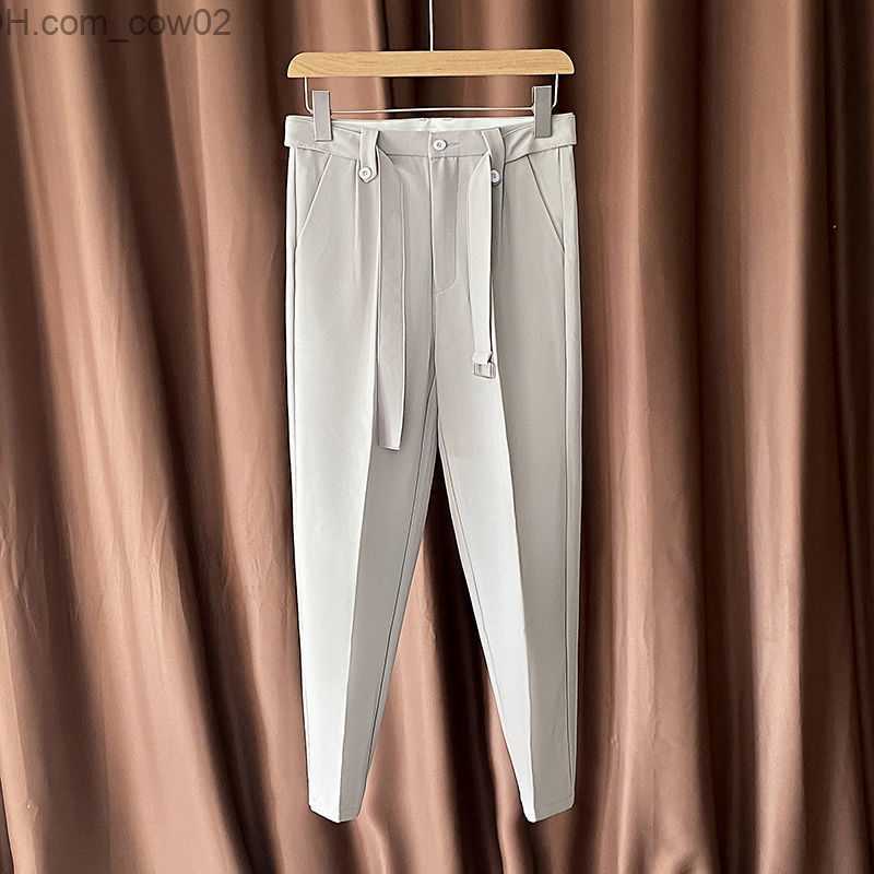 Men's Pants 2022 Spring and Autumn New Men's Dress Pants Fashion Slim Fit Business Formal Set Men's Casual Solid Office Pants O38 Z2307