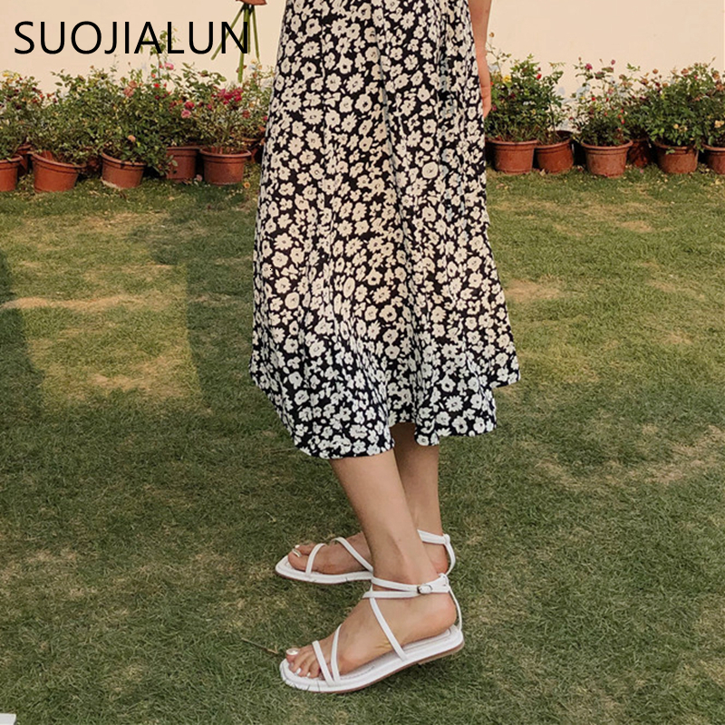 Sandals SUOJIALUN Fashion Women Sandals Flat Heel Narrow Band Back Strap Summer Gladiator Shoes Ladies Casual Summer Beach Slides 230710