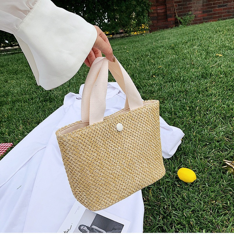 Evening Bags Summer Bohemian Handmade Weaving Women Beach Straw Bag Wrapped Rattan Basket Handbags Travel 230711