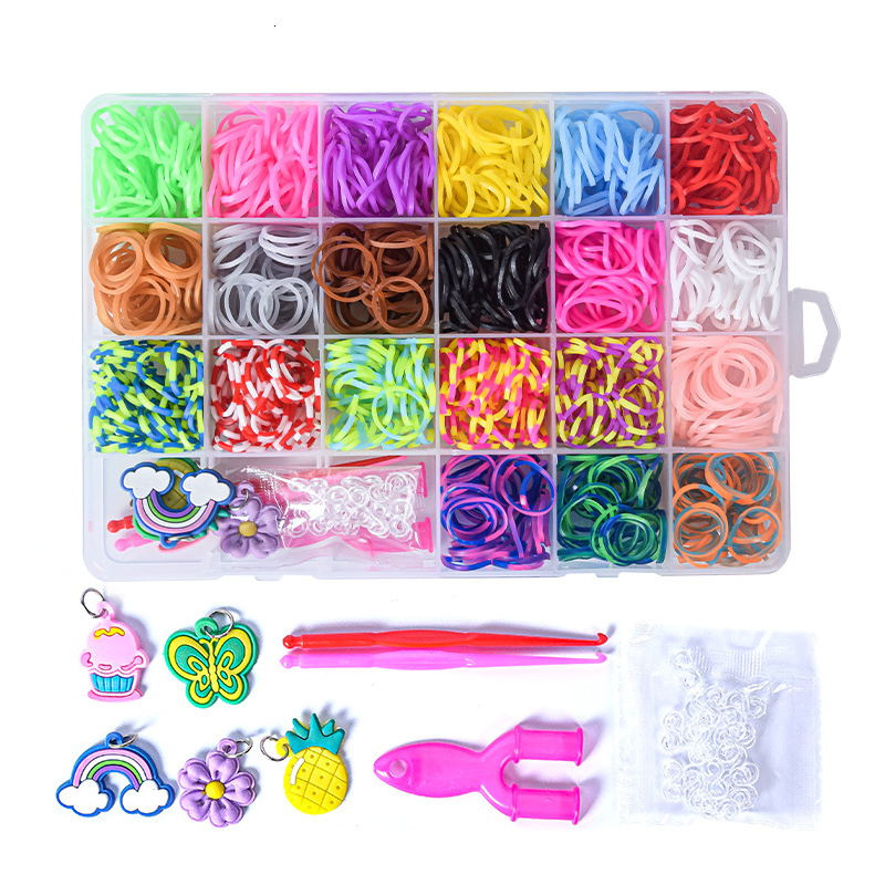 Party Games Crafts Rubber Bands Loom DIY Handmade Bracelet Making Kits Beads Toys for Girls Children Craft Christmas Gifts Weaving Tool Box 230710