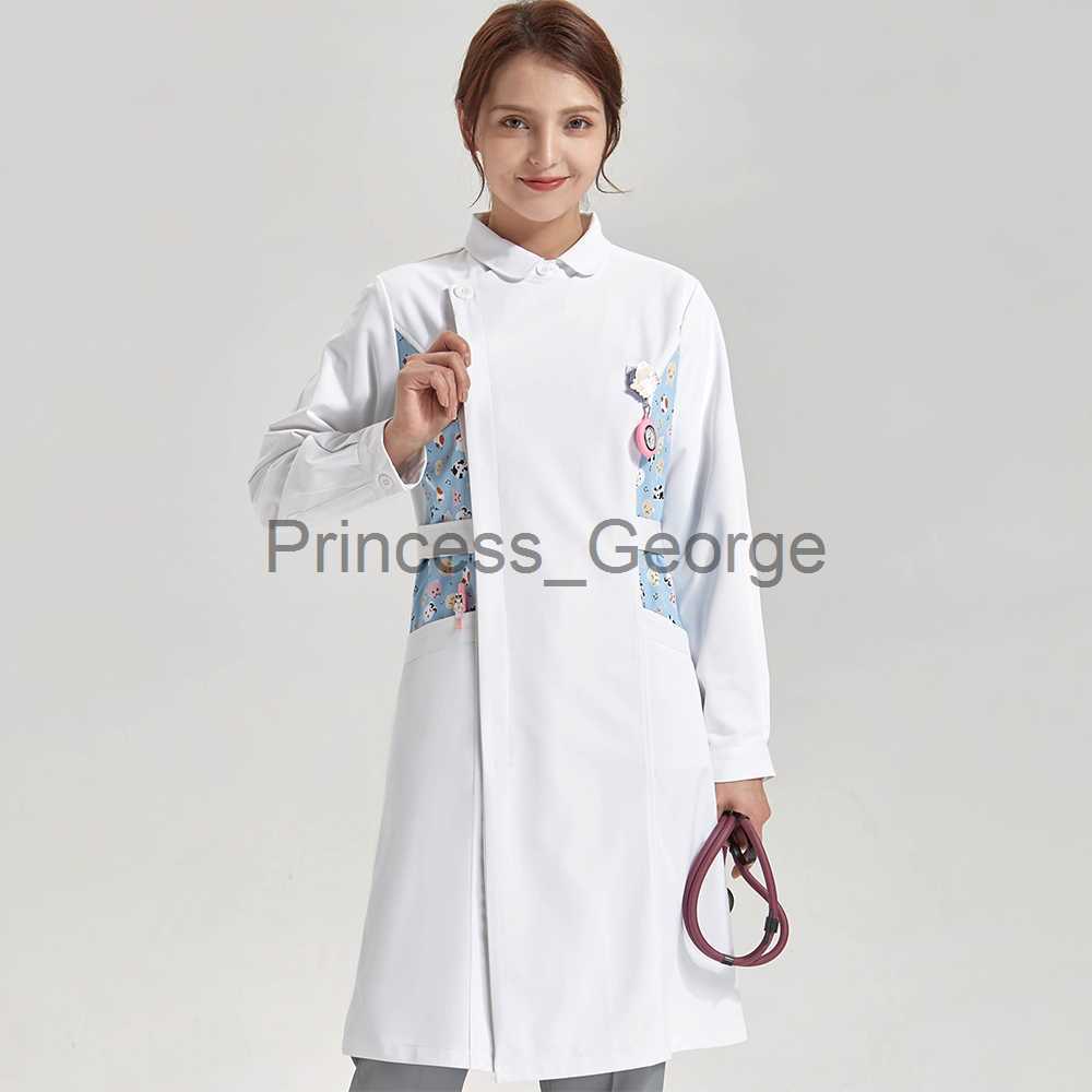 Others Apparel Nurse Dress Scrubs Vitality Healthcare Tunic White Women Pet Vet Beautician Work Uniform Style Nursing Robe Dresses 80301 x0711