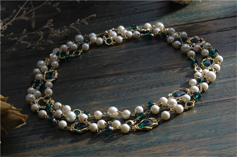 Strands Strings Multi layer Necklace Vintage Pearl Red Handmade Glass Ladies Long Sweater Chain 230710