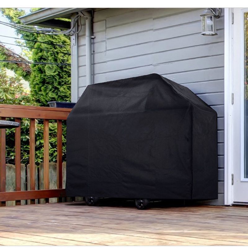 BBQ Tools Accessories BBQ Cover Outdoor Dust Waterproof Weber Heavy Duty Grill Cover Rain Protective Outdoor Barbecue Cover Round Bbq Grill Black190T 