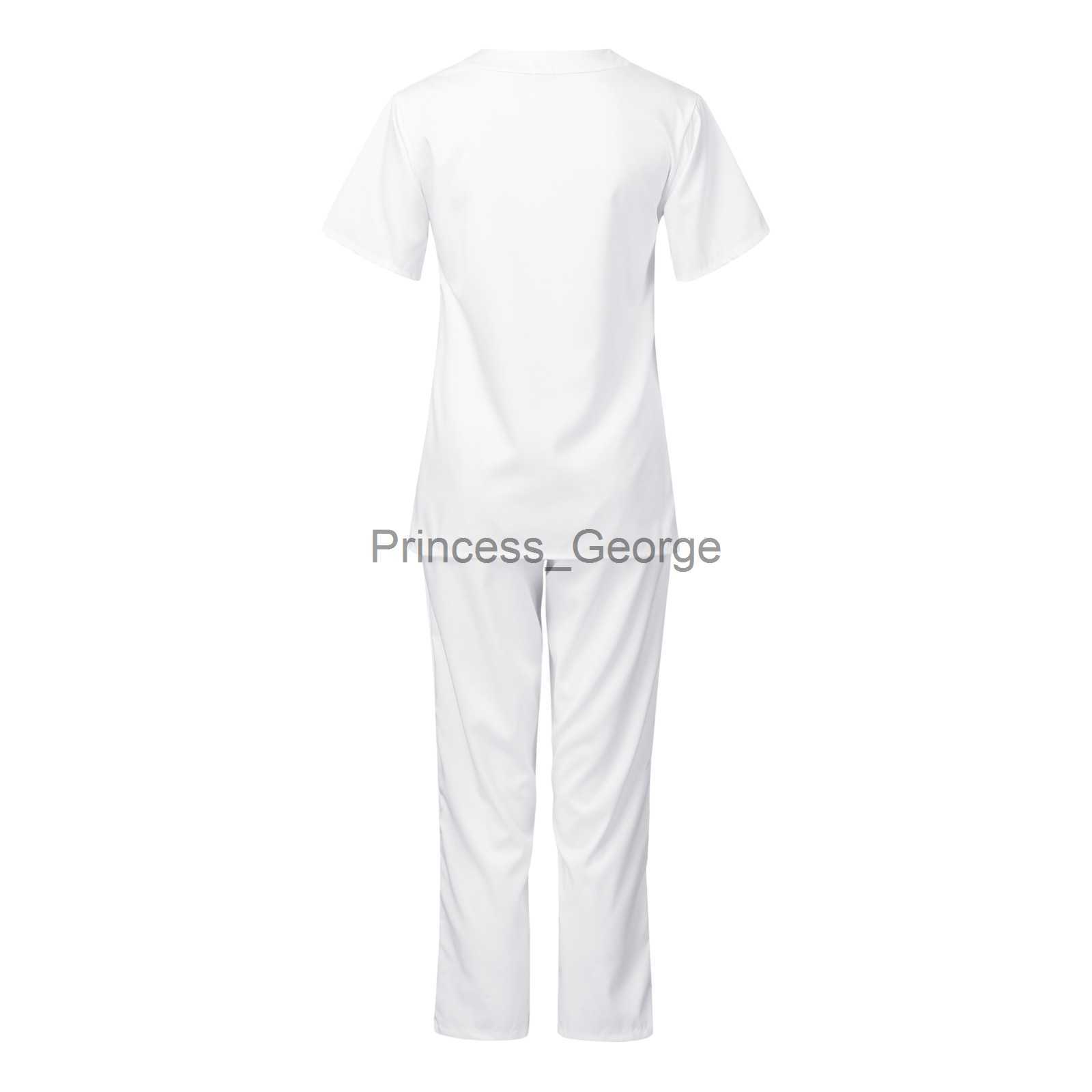 Others Apparel Women Two Piece Suit Set Scrubs Nursing Uniform Sets TopsPants VNeck Short Sleeved FastDrying Suits Solid Working Uniforme x0711