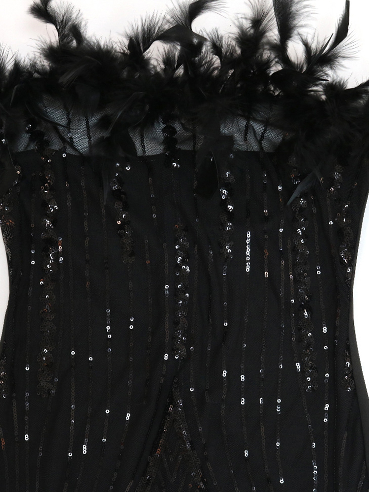 Urban Sexy Dresses Neeleywall Chic Feather Patchwork Sequin Mini Dress Glam See Through Off Shoulder Sequins Short Party Birthday Outifts 230711