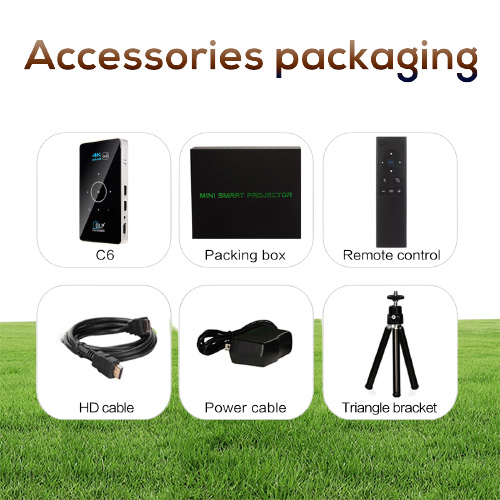 C6 Mini Projector 4K Proyector DLP Android 90 Projetor WiFi Bluetooth 40 LED Video Home Cinema Support Miracast Airplay