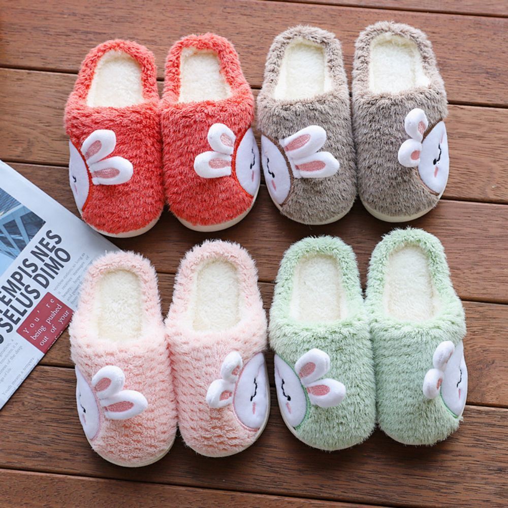 Slipper Cartoon Rabbit Children's Slippers Winter Solid Furry Floor Slippers for Kids Soft Bottom Warm Plush Boys Girls House Shoes 230710