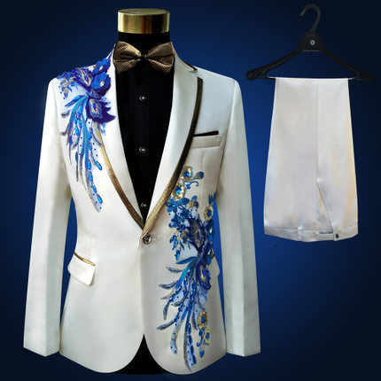 Suits High quality fashion gentleman style custom boy suit tailor jacket 4 piece embroidered sequins costume show 230711