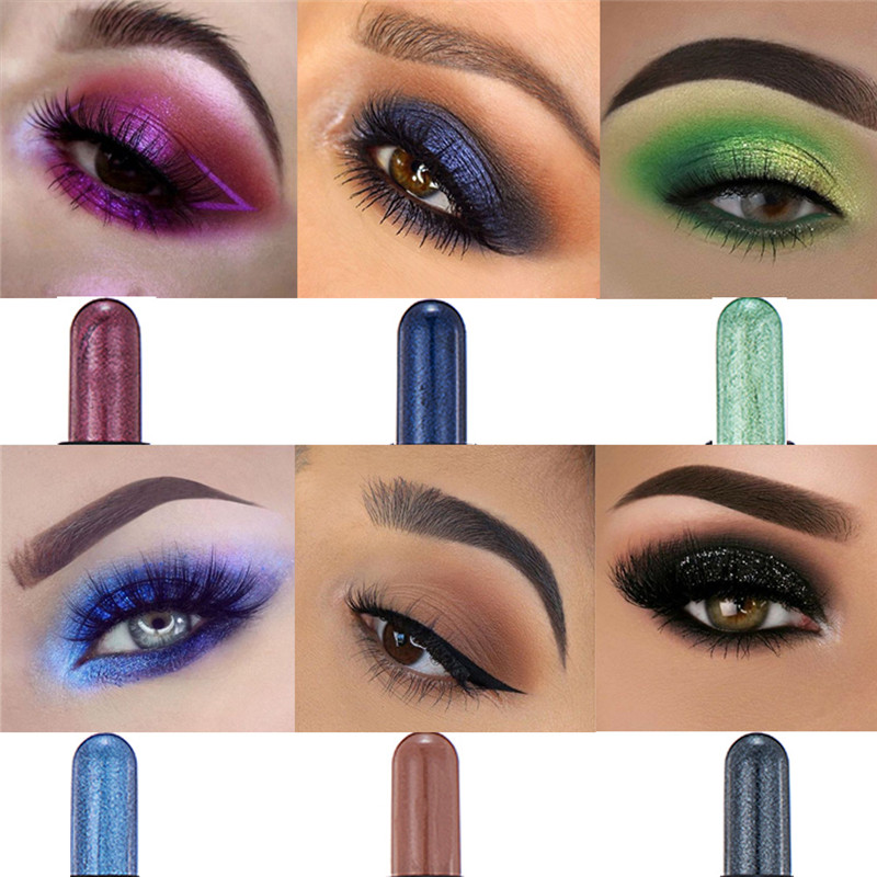 ENGBO 12 Color Eye Shadow Stick Glitter Shimmer Double Head with Brush Waterproof No Fading Sexy High Gloss Matte Eyeshadow