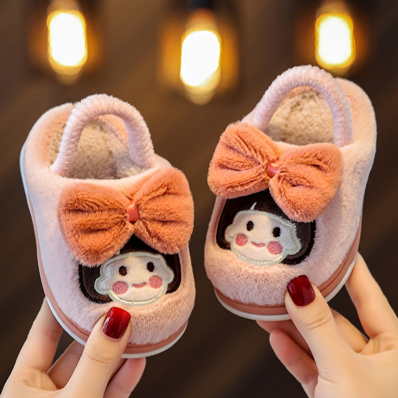 Slipper Children's Cotton Slippers Cute Princess Girls Indoor Home Anti-Skid Warmth Baby Cotton Slippers Kids Shoes 230710