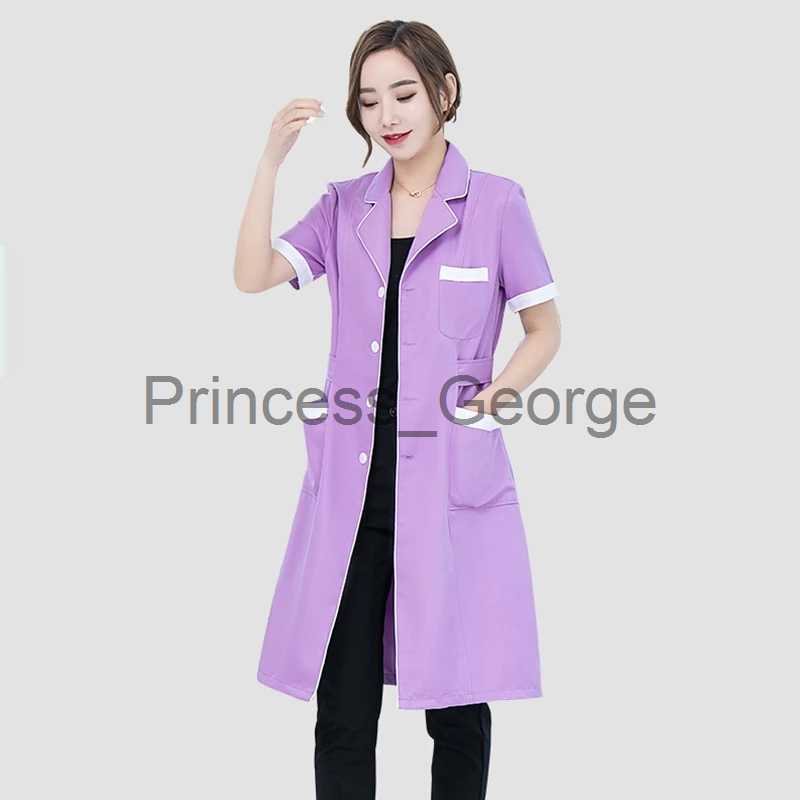 Others Apparel Beauty Salon Work Wear High quality Spa Uniforms Tattooist Work clothing Lab Coat Summer Purple Long Sleeve Scrubs Uniform New x0711