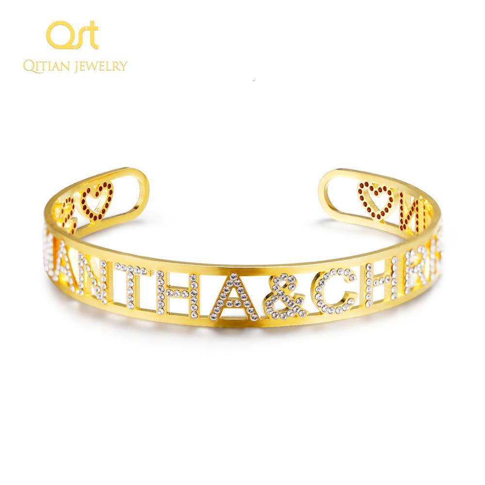 Chain Gold Name Bangles Personalized Bangle ID Family Lover Nameplate Faith Letter Bracelet Stainless Steel Adjusted 230710