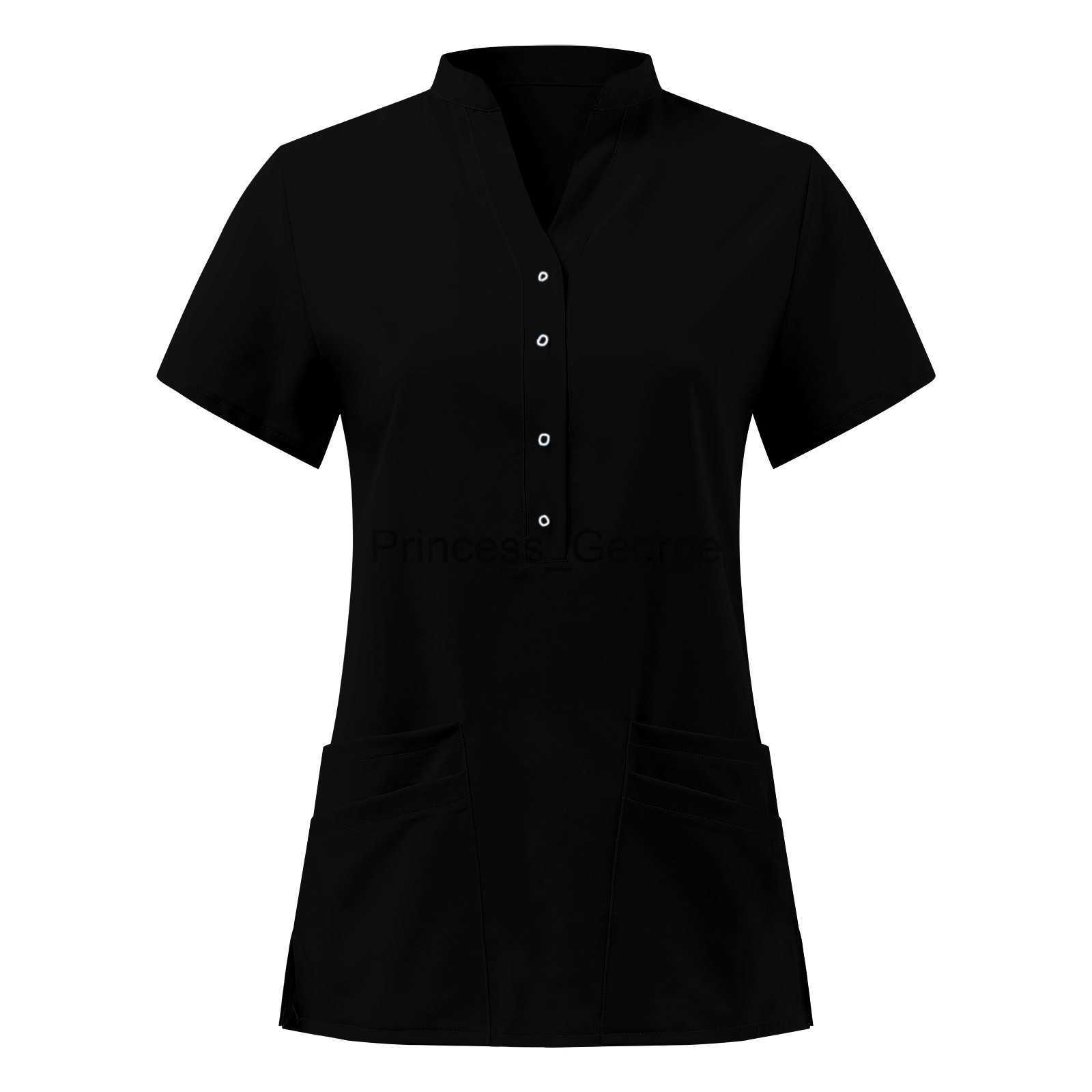 Others Apparel Solid Women Nurse Uniforms Scrub Tops Button Nursing Working Medical Uniform Blouse Nurse Accessories Scrubs Uniforms Nursing x0711