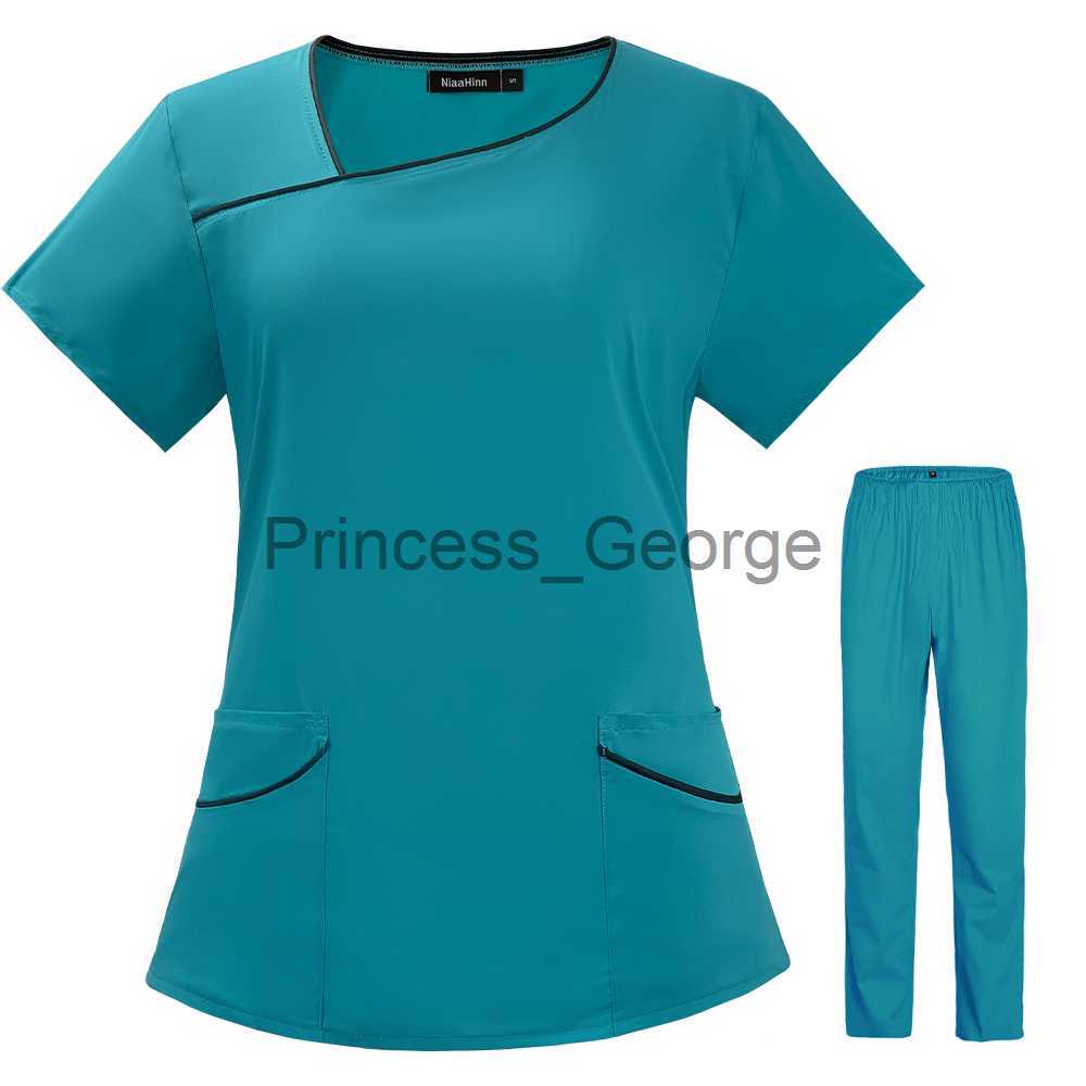 Others Apparel Women Men Doctor Uniform Nursing Scrub Set Nurse Workwear Women Health Service Outfit Work Clothing Top and Pant Scrubs Uniforms x0711