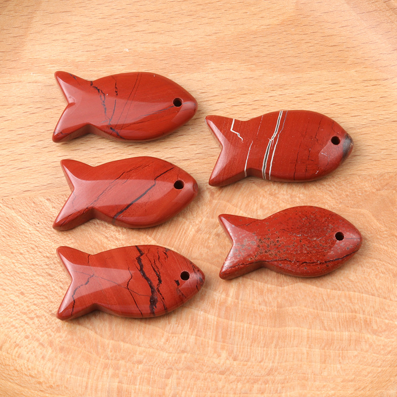 Natural Stone Fish Shape Pendant Amethyst Pink Crystal Charms DIY Necklace Energy Stone Healing Meditation Yoga Gift