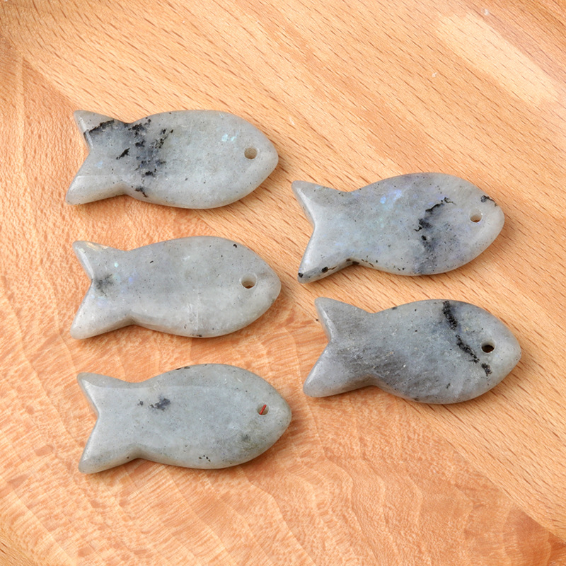 Natural Stone Fish Shape Pendant Amethyst Pink Crystal Charms DIY Necklace Energy Stone Healing Meditation Yoga Gift