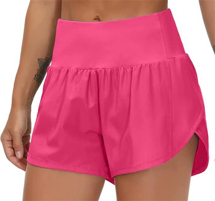 Women Sports Yoga Shorts Outfits High Waist Sportswear Breathable Zipper Pocket Fitness Wear Short Pants Girls Running Elastic With Inner Lining