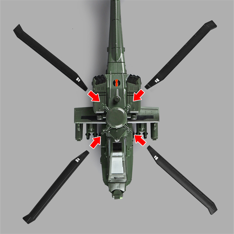 Aircraft Modle America AH 64 Apache Utility Alloy Helicopter Airplane Model Simulation Metal Flying Sound and Light Children Toy Gift 230710