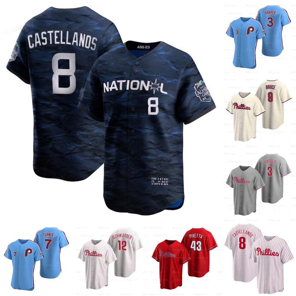 Trea Turner Phillies jersey 2023 All Star Baseball Aaron Nola Harper Kyle Schwarber Bryson Stott Alec Bohm J.T. Realmuto Jose Alvarado Nick Castellanos Andrew Vasquez, Gold
Trea Turner Phillies jersey 2023 All Star Baseball Aaron Nola Harper Kyle Schwarber Bryson Stott Alec Bohm J.T. Realmuto Jose Alvarado Nick Castellanos Andrew Vasquez, Gold