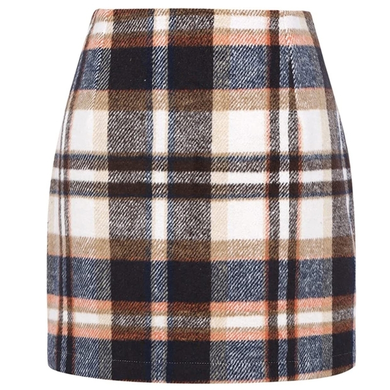Skirts Autumn Winter Plain Wool Women's Miniskirt Wool Plaid Vintage Office Women's High Waist Pencil Skirt 230710
