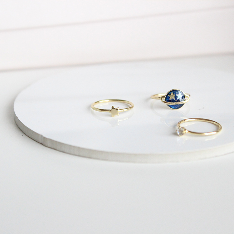 Wedding Rings Daisies 3pcs set Arrival Cute Blue Star Planet Joint Finger Set for Women and Men Fashion Jewelry 230710
