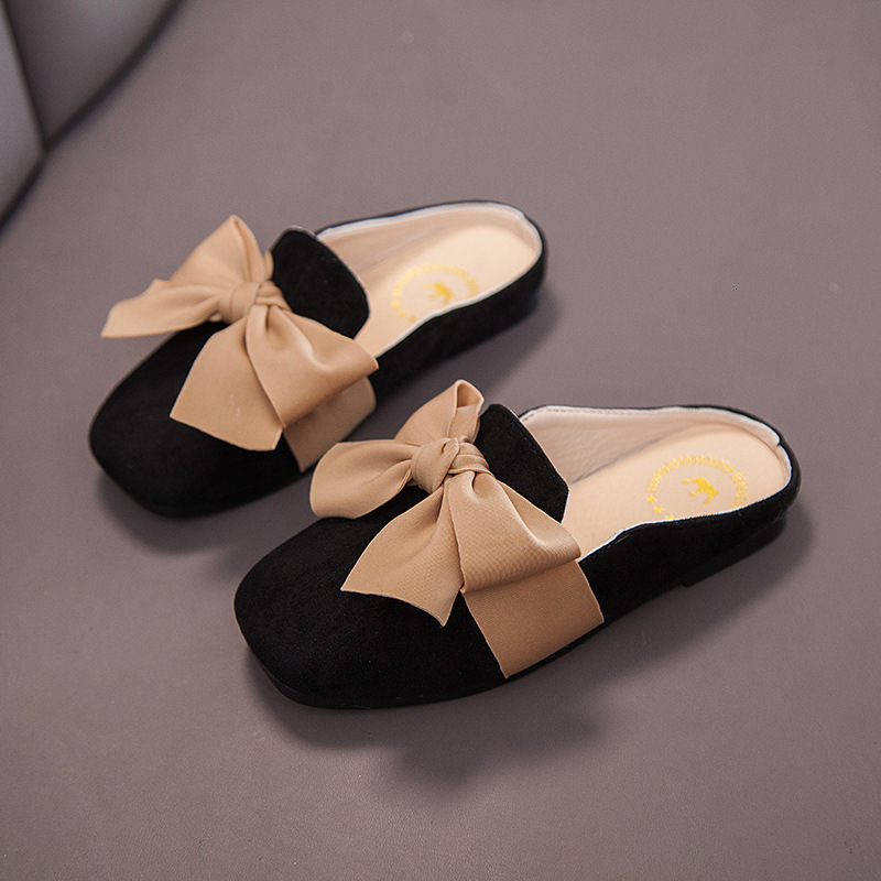 Slipper Girls Sandals Summer Kids Fashion Princess Korean Style Non-slip Solid Beige with Bow Cute Slippers Drop Low Heels 230710