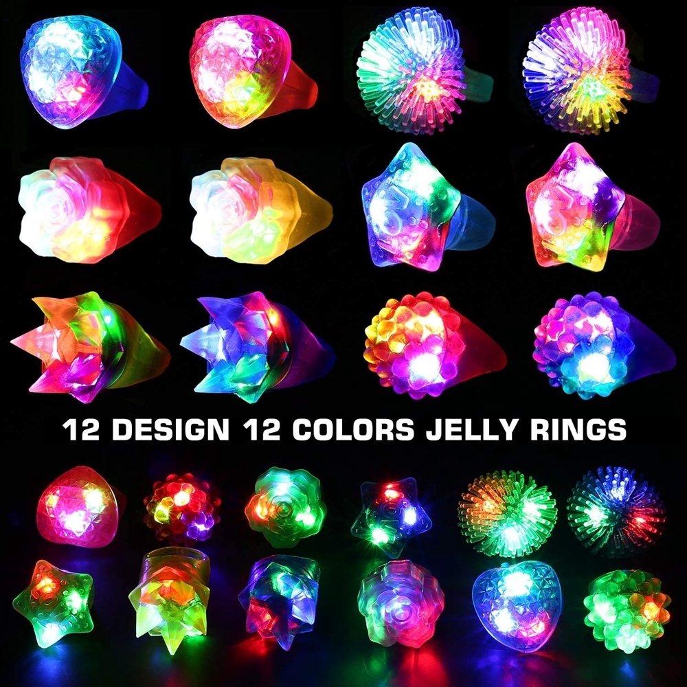 Novelty Games 78PCS LED Light Up Toy Party Favors Glow In The Dark Bulk for Adult Kid Birthday Jelly Ring Flashing Glasses Bracelet Hair Light 230710