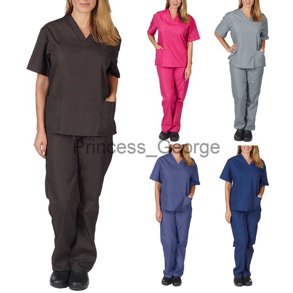 Others Apparel Pet Grooming Institution Scrubs Set High Quality Spa Uniforms Unisex Vneck Work Clothes Medical Suits Clothes Scrubs Tops Pants x0711