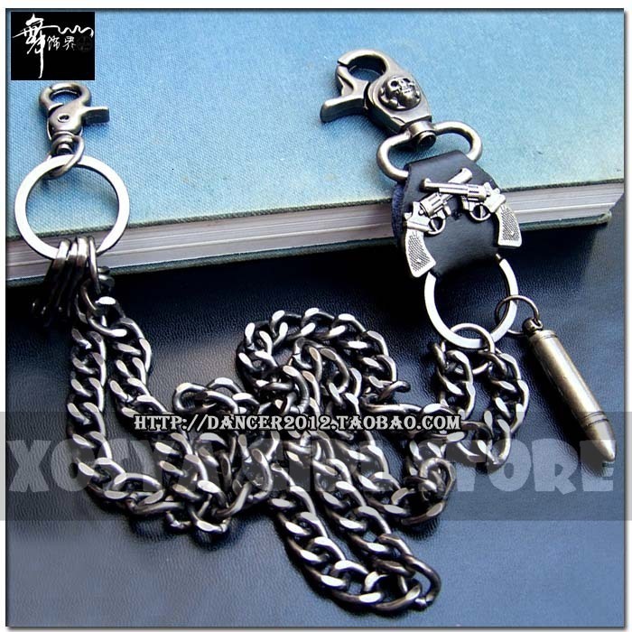 Keychains Lanyards Hip hop punk horns skull metal casual wild pants chain wallet key men s waist DR02 230710