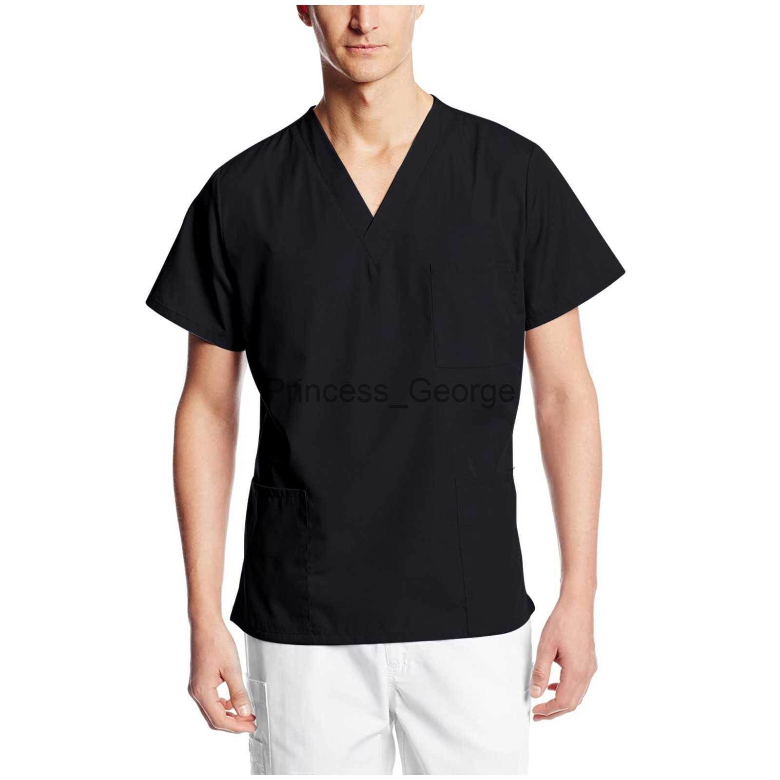 Others Apparel Solid Men Nurse Accessories Working Uniform Tops Nursing Working Uniform Tshirts Blouse Pocket Uniform Scrubs Nurse Accessories x0711