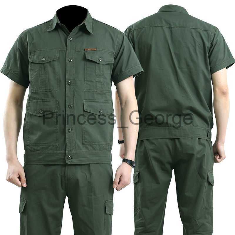 Others Apparel Summer long thin with pure cotton overalls mechanics wear labor insurance clothing work clothes of outdoor man united x0711