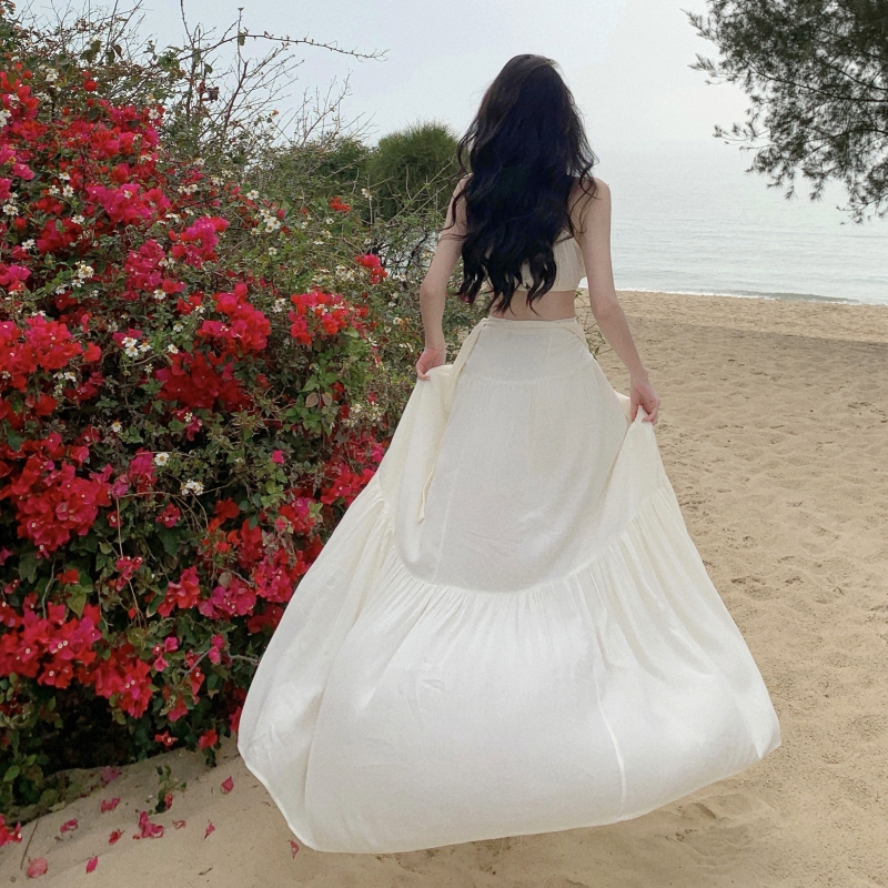 Womens halter neck sleeveless crop top vest and vent jag sexy maxi long skirt twinset 2 pc dress suit SMLXL