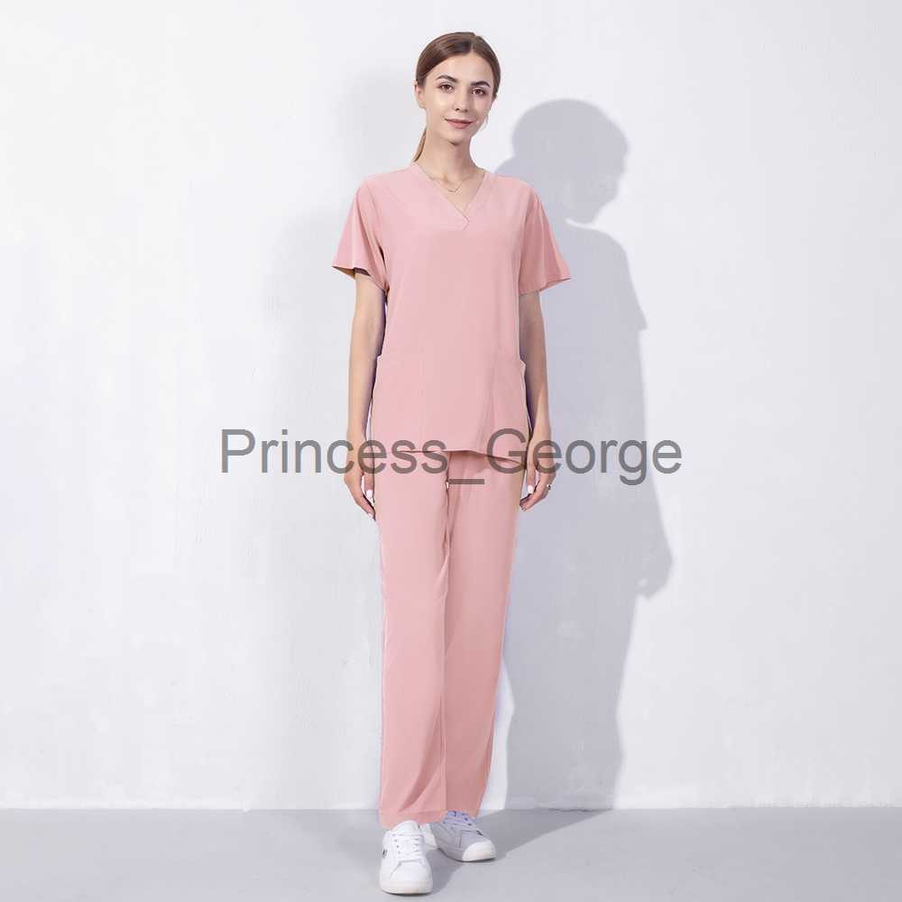Others Apparel Elasticity Pet Clinic Nurse workwear High Quality Solid Color Nursing Scrubs Women Uniforms hospital Doctor Work Clothing suits x0711