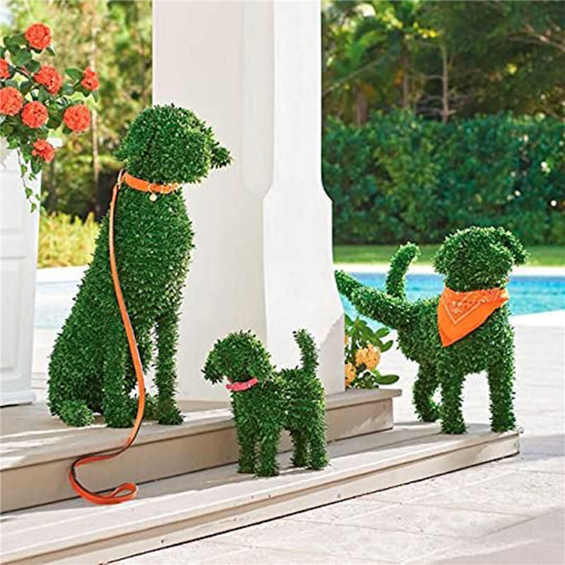 Decorative Peeing Dog Topiary Flocking Dog Sculptures Statue Without Ever a Finger to Prune or Water Decorative Pet Garden Decor L260526