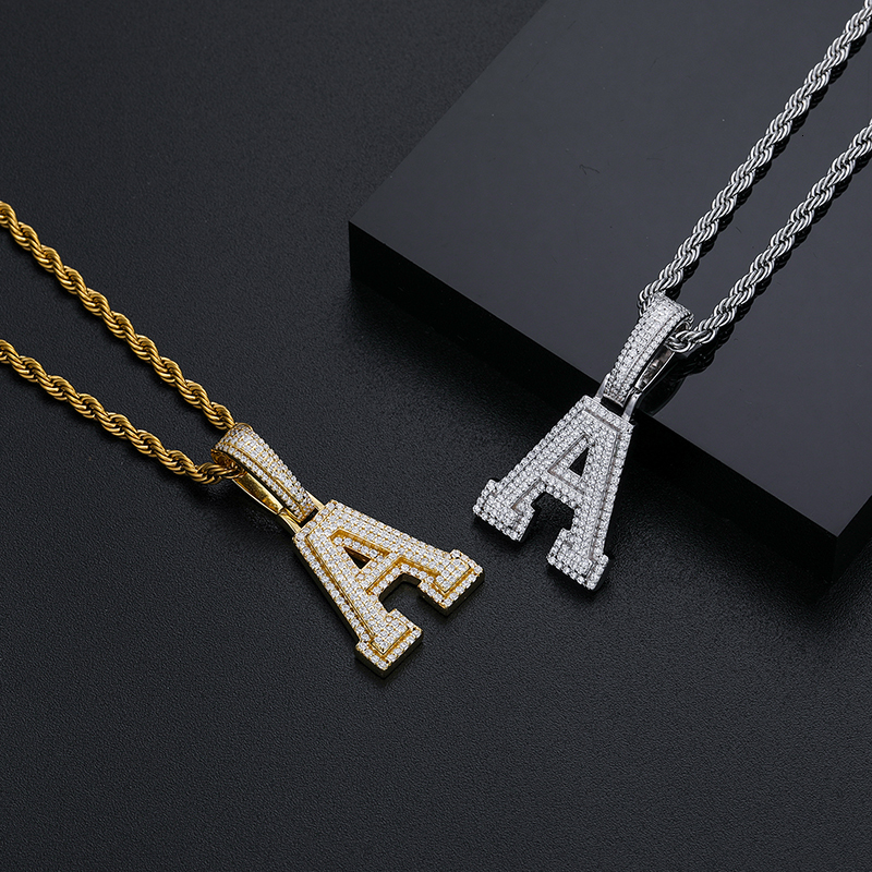 Pendant Necklaces A-Z Letter Jewelry Necklace Women Iced Out Prong Setting Pendant Personalized Charms Rapper Super Star Hip Hop Punk 230710