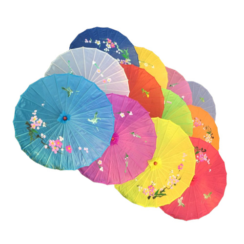 100pcslot handpainted flower design 12colors Chinese art umbrella bamboo frame silk parasol for bride bridemaide