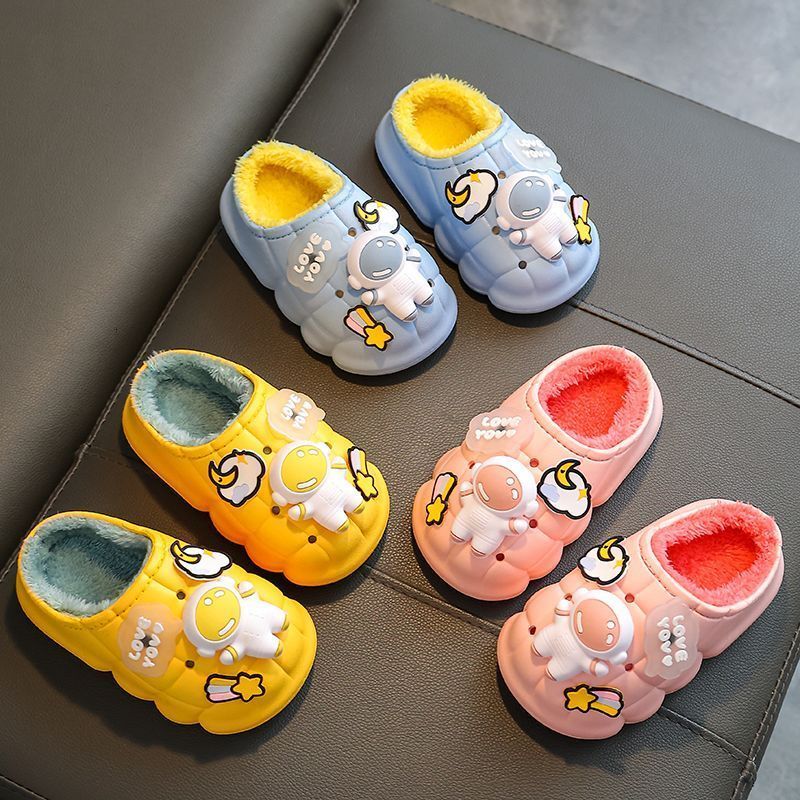 Slipper Outdoor Winter Plush Slippers for Kids Women Men's Waterproof Warm Non-Slip Plush Home Thick Flat Platform Slip On Ladies Shoes 230710
