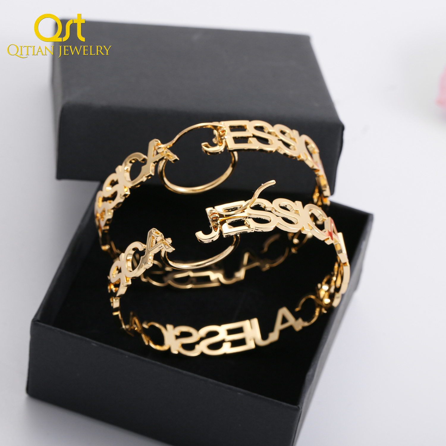 Hoop Huggie Custom Earrings With Name Personalized For Women Gold Stainless Steel Jewelry Christmas Gift 230710
