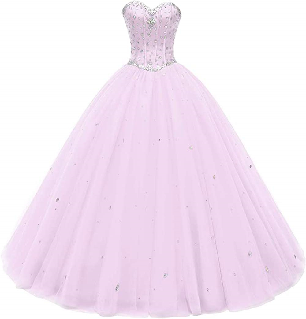 Quinceanera Dresses Princess Sweetheart Crystal Ball Gown with Tulle Lace-up Plus Size Sweet 16 Debutante Party Birthday Vestidos De 15 Anos 145