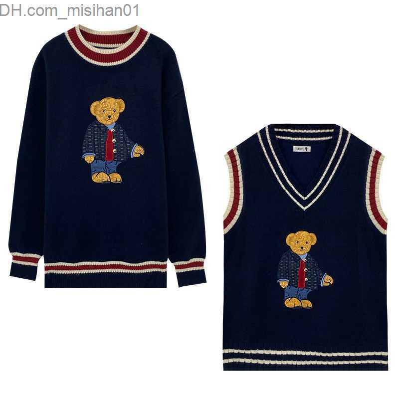 Women's Sweaters 2023 Autumn and Winter Women's Tank Top Japanese Style Cartoon Bear Pull Tank Top Sweater Extra Large Harajuku Kai Clothing