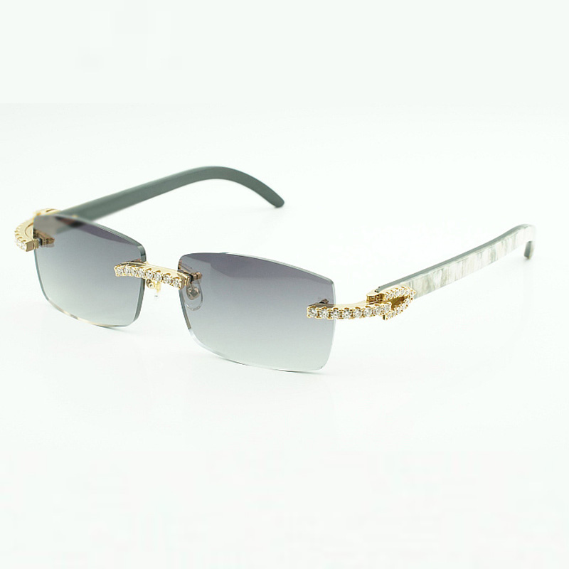 New moissanite diamond buffs sunglasses male and female mixed buffalo horn sunglasses 3524012 size: 56-18-140mm