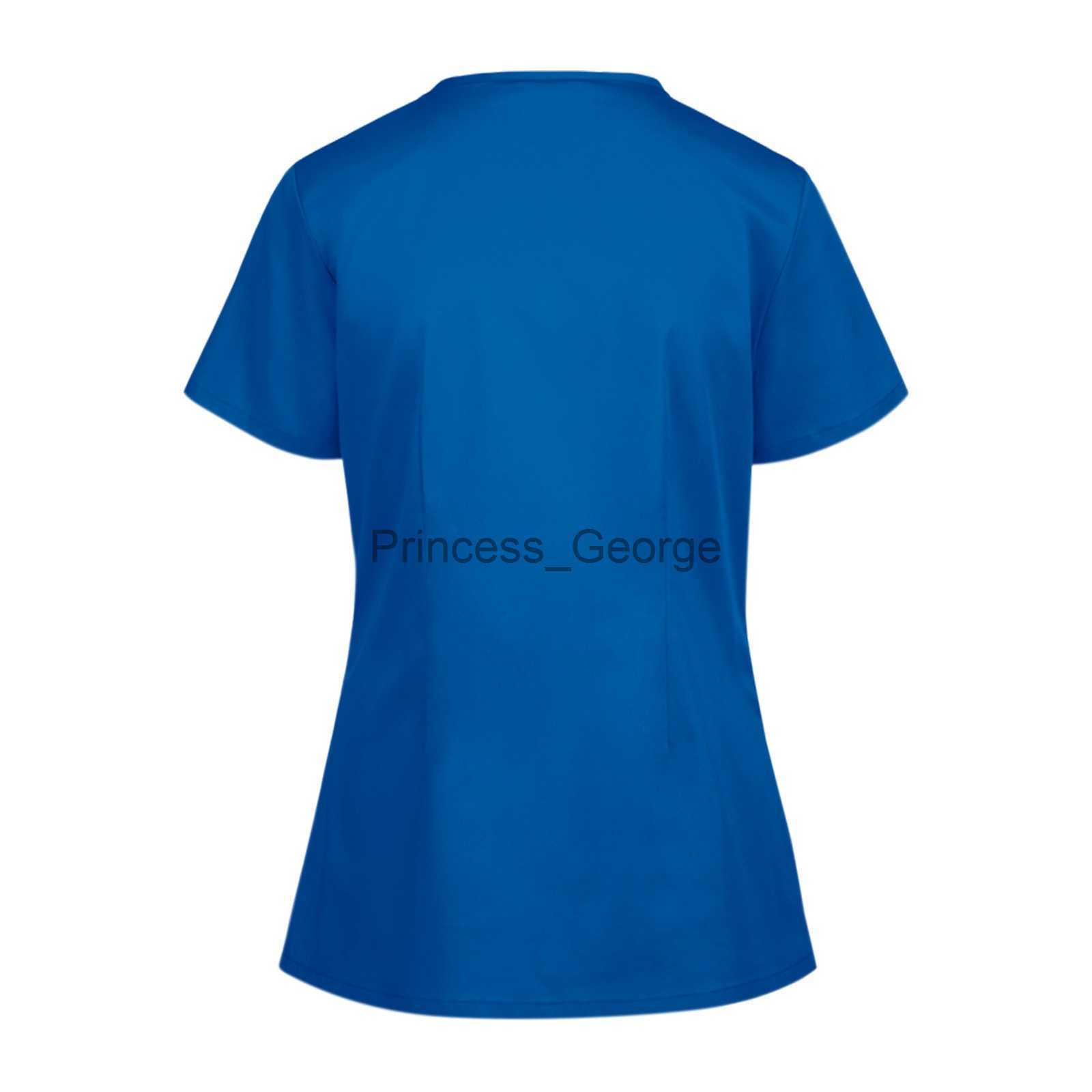 Others Apparel Women Short Sleeve Scrub Tops Solid Nurse Uniform VNeck Pocket Care Workers TShirt Tops Clinic Beauty Salon Working Clothing x0711