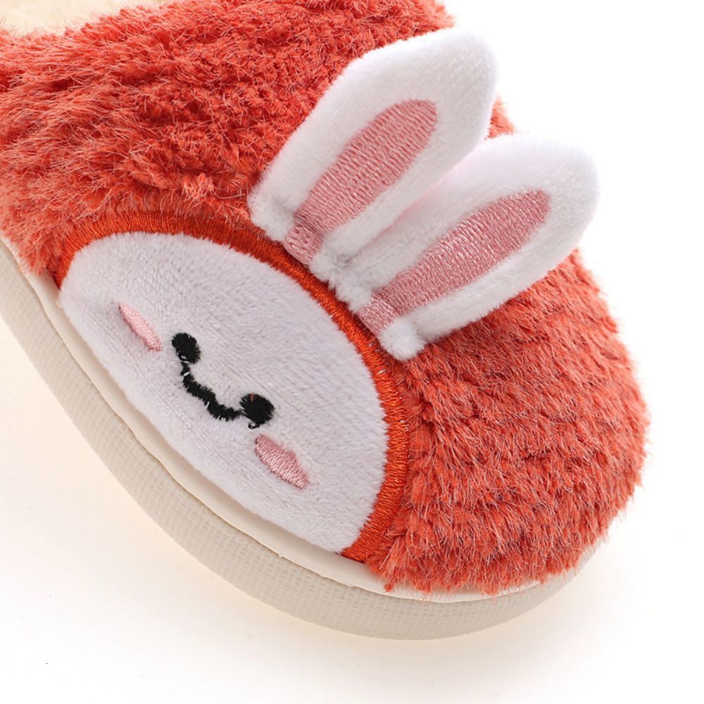 Slipper Cartoon Rabbit Children's Slippers Winter Solid Furry Floor Slippers for Kids Soft Bottom Warm Plush Boys Girls House Shoes 230710