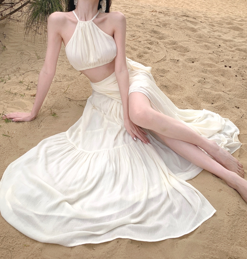 Womens halter neck sleeveless crop top vest and vent jag sexy maxi long skirt twinset 2 pc dress suit SMLXL