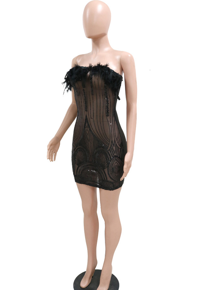 Urban Sexy Dresses Neeleywall Chic Feather Patchwork Sequin Mini Dress Glam See Through Off Shoulder Sequins Short Party Birthday Outifts 230711