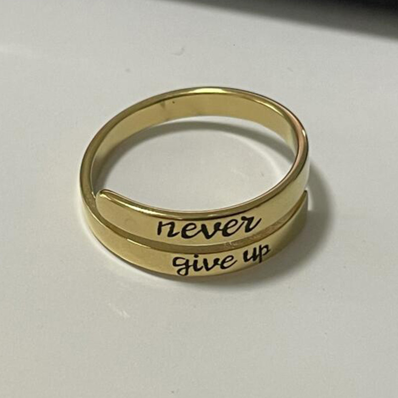 Wedding Rings Encourage Trend Never Give Up Engrave Letter Stainless Steel I Am Enough Adjustable Fashion Gift 230710