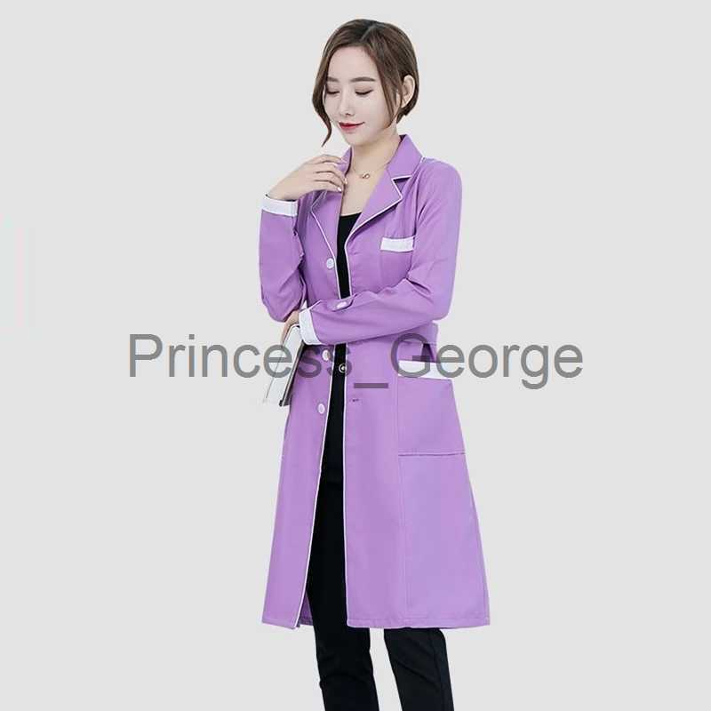 Others Apparel Beauty Salon Work Wear High quality Spa Uniforms Tattooist Work clothing Lab Coat Summer Purple Long Sleeve Scrubs Uniform New x0711