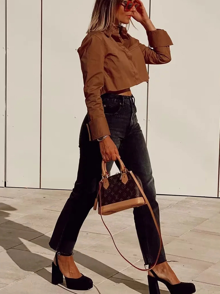 Women's Blouses Shirts Icclek Female Clothing Fashion Woman Blouses Cropped Tops Short Streetwears White Shirts Clearance Traf Tops 230710